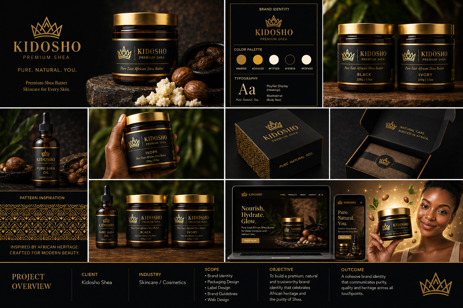 Kidosho brand identity and packaging presentation board